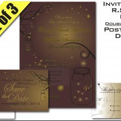 Mason Jar Fireflies Wedding Suite Invitation RSVP and Save-the-Date Digital Printable